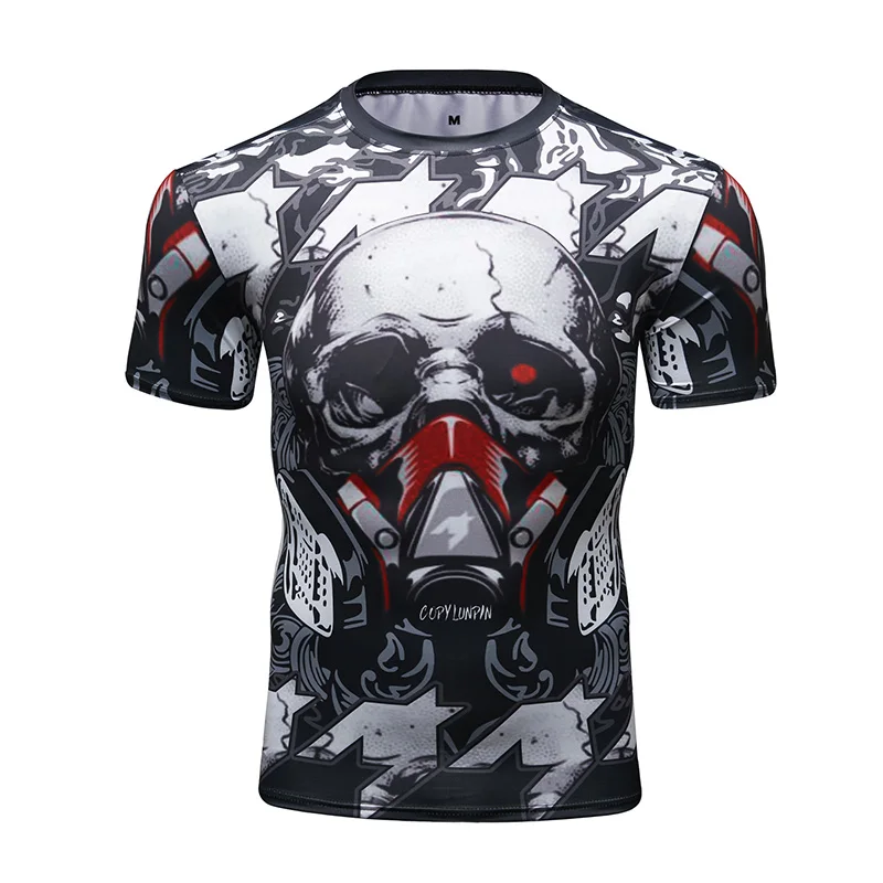 

Футболка мужская с 3D-принтом черепа, короткий рукав, топ, уличная одежда, повседневная спортивная графическая одежда для фитнеса, весна-лето