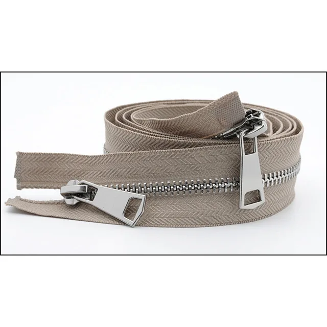 SilverKhaki Meetee 120 см 5# двойной слайдер застежки-молнии для шитья открытая металлическая молния Gunblack зубы куртка молния DIY 13 цветов A3-9 - Цвет: SilverKhaki