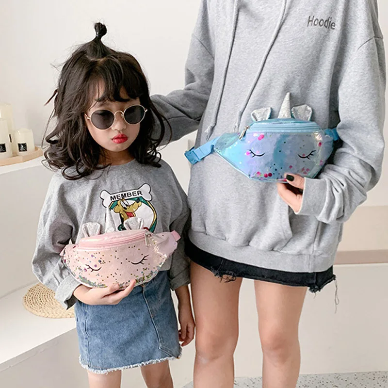 Забавные нагрудные сумки для девочек с милым единорогом стильная сумка через