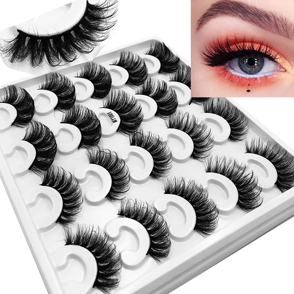 

NEW 10Pair Fluffy Mink Eyelashes Wholesale Lashes with Box Soft Volume Natural Eyelasehs Makeup 3d Mink Lashes In Bulk