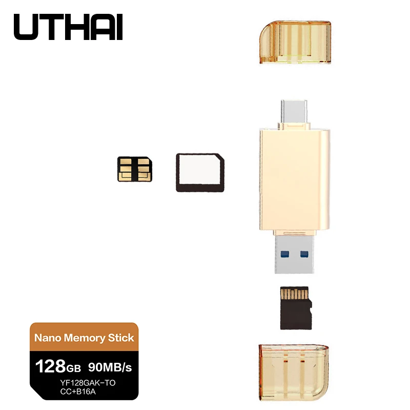 UTHAI D39 для HUAWEI NM кард-ридер type-C к Micro SD/USB3.0 адаптер для Nano карты памяти 128G 90 МБ/с./с чтение для mate 20 Pro P30