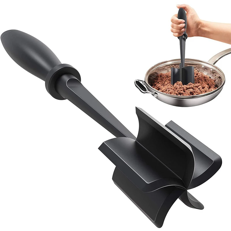 

Hamburger Meat Chopper Non-stick Turkey Meat Stir Masher Nylon Ground Beef Chopper Utensil Heat Resistant Smasher Meat Masher