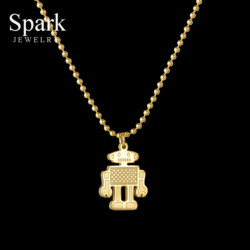Spark Punk кулон робот из нержавеющей стали Очаровательное ожерелье бусы ручной