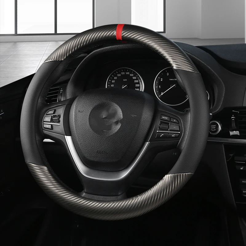 36cm leather carbon fiber car steering wheel cover size s for honda civic ciimo jade suzuki alto nissan juke auto accessories free global shipping