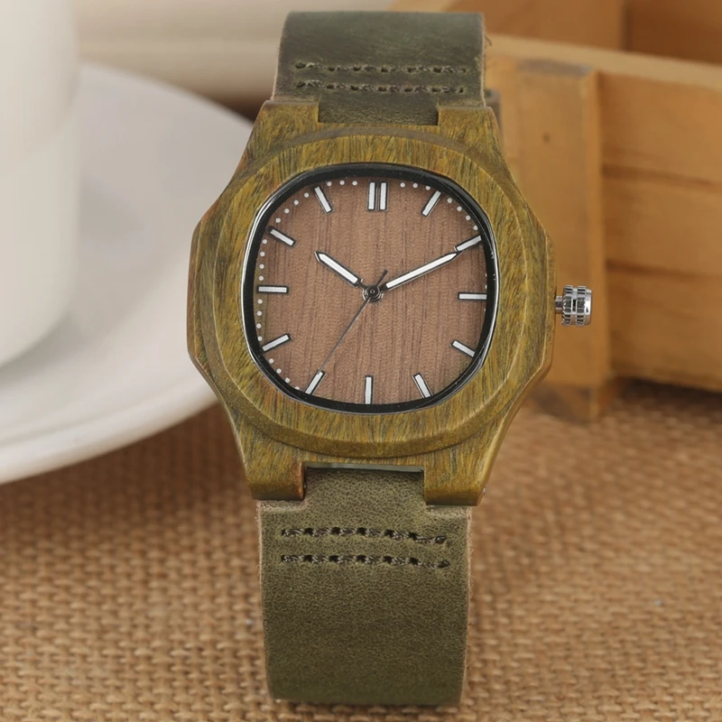 

2020 New arrivals Wood Watch Natural Light Wooden Face Fashion Genuine Leather Bangle Unisex Gifts for Men Women Reloj de madera