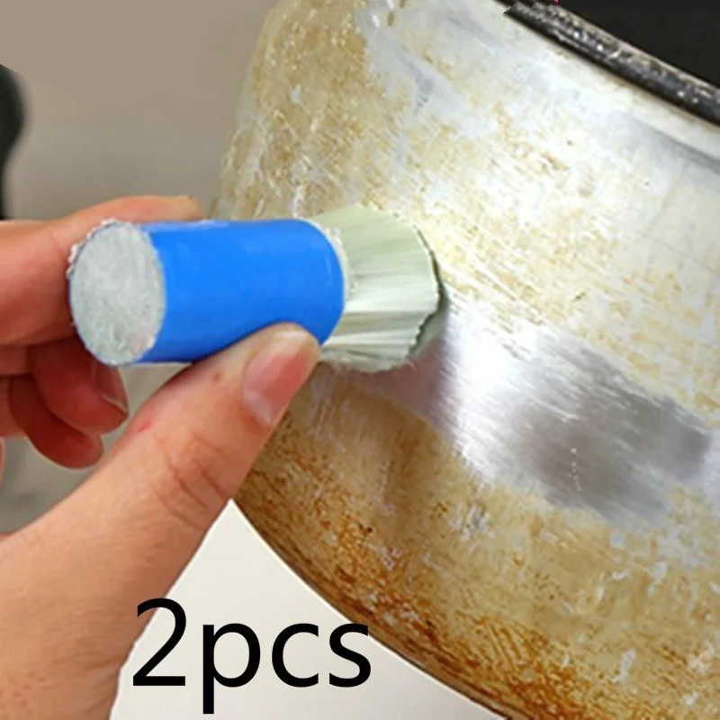 

2pcs Reusable Magic Stainless Steel Kitchen Metal Rust Remover Strong Decontamination Cleaning Brush for Tableware