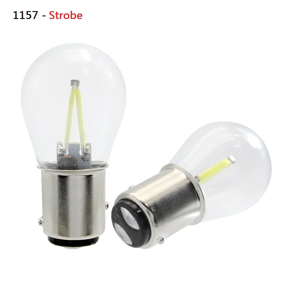 1157 BAY15D Strobe 1 шт. 1156 BA15S P21W COB светодиодный 1157 BAY15D стеклянный светодиодный светильник с нитью накаливания автомобильная лампа авто задний тормозной светильник DRL сигнальная лампа заднего поворота DC 12 В - Испускаемый цвет: 1157 BAY15D Strobe