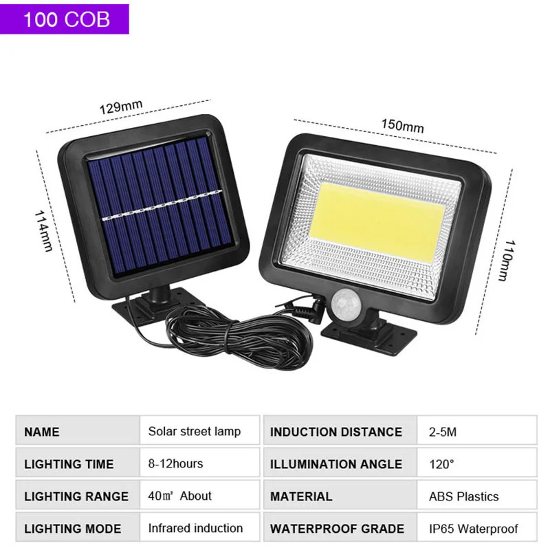 

4PCS 30W 100LED Solar Powered Light PIR Sensor Solar Light Garden Decoration Waterproof Wall Light Street Outdoor Solar Lamp