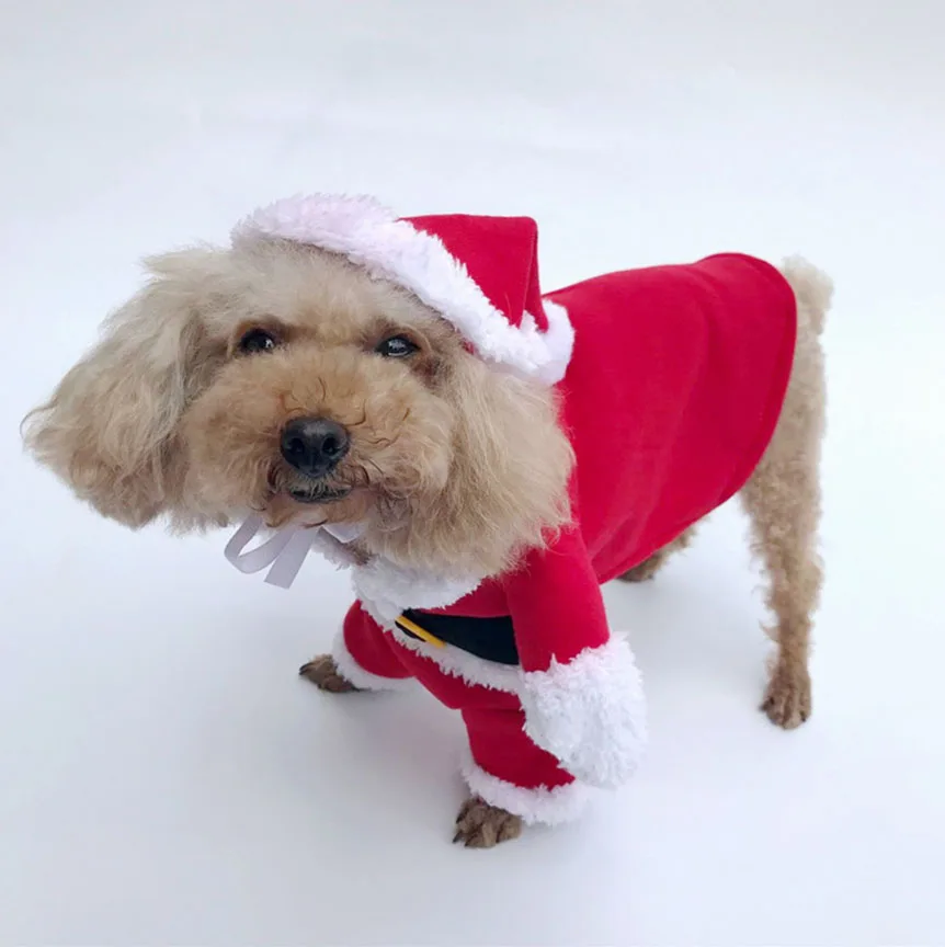 Pet Dog Christmas Clothes Santa Claus Costume Winter Puppy Cat Coat Jacket Suit with Cap Warm Clothing For Dogs Cats | Дом и сад
