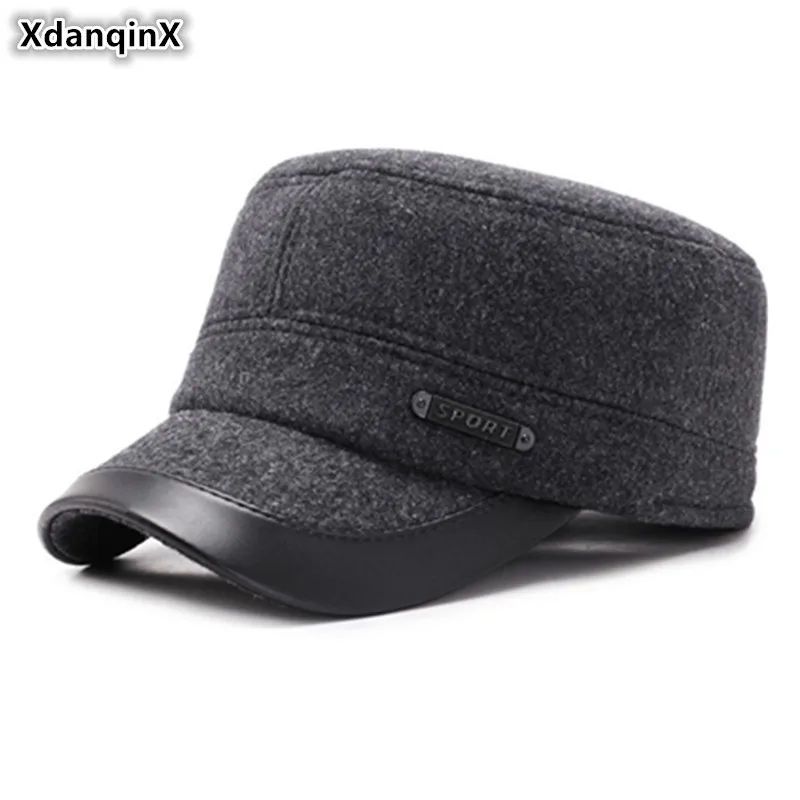 XdanqinX Snapback кепка мужская зимняя Толстая теплая плоская s армейские военные шапки