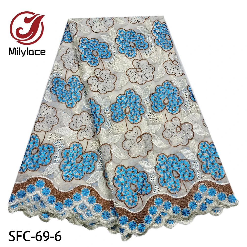 

Pure Cotton Design Swiss Voile Lace In Switzerland with Stones African Dry Lace Fabric High Quality Nigerian for Wedding SFC-69