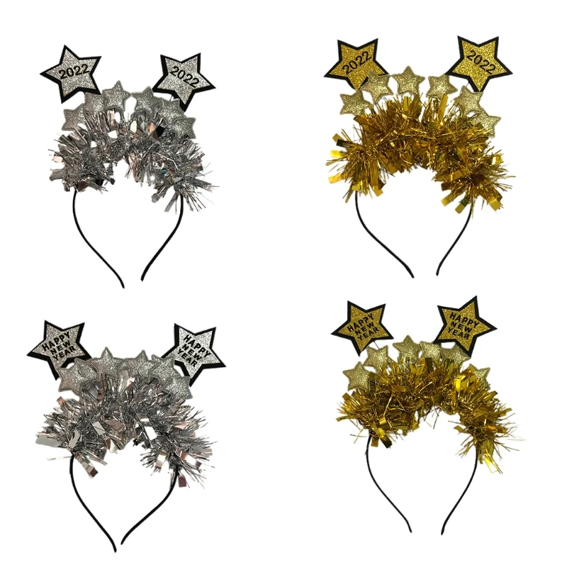 

2022 New Year Headband Novelty Glitter Tinsel Hairband Creative Photo Props