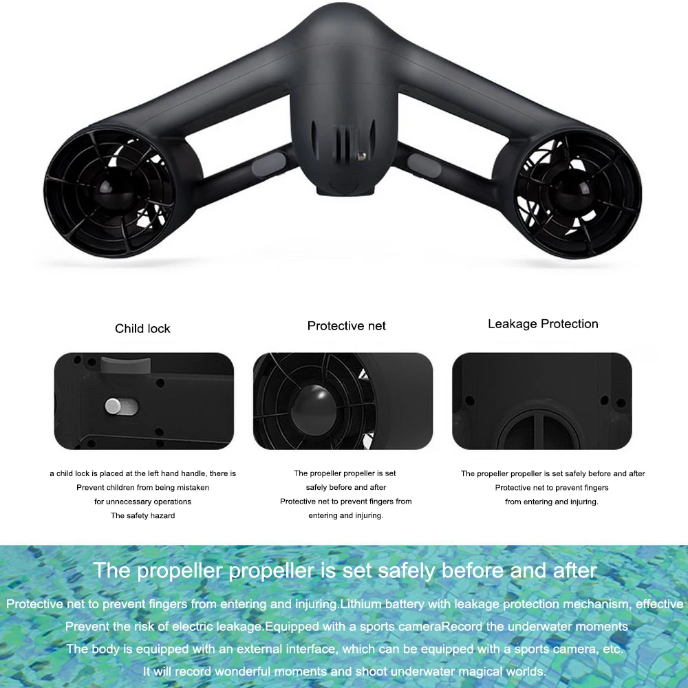 

2019 Trident Electric Underwater Sea Scooter Water Two Speed Waterproof Propeller Diving Pool Scooter Water Sports Equipment