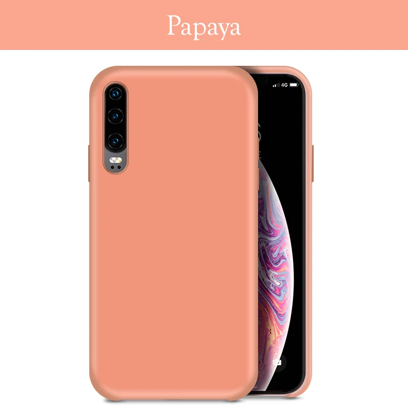 Жидкий силиконовый чехол для huawei P30 Lite, чехол, накладка из микрофибры, чехол для huawei P20 Lite P30 Pro mate 20 Lite Honor 20 10i - Цвет: Papaya