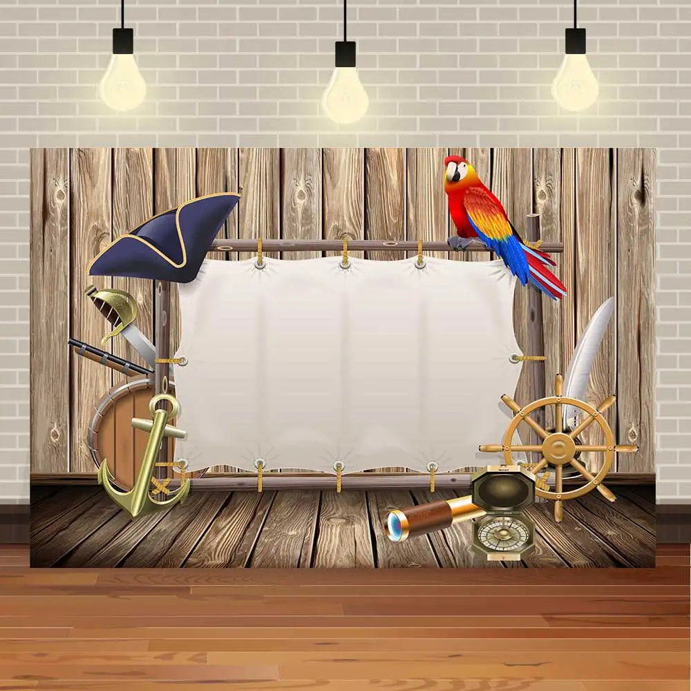 

NeoBack, карта с сокровищами на день рождения, пиратский корабль, попугай, игра для мальчиков, вечеринка, праздник для будущей мамы, баннер, фон для фотосъемки