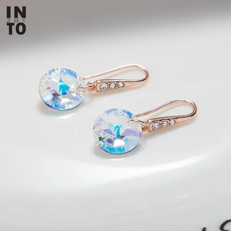 Женские серьги подвески с кристаллами цвета розового золота|Серьги-подвески| |