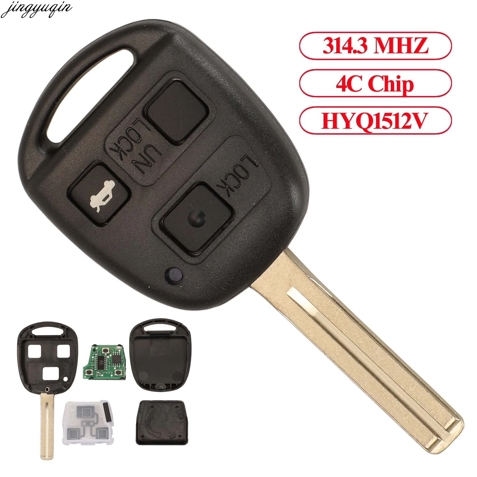 

Jingyuqin 5pcs Remote Control Car Key 314.3MHZ 4C Chip HYQ1512V For Toyota Camry Prado Corolla Lexus GX470 LX470 3 Buttons