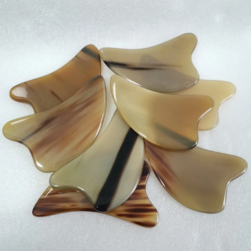 Натуральный рог быка гуаша гуашь со скребком массажер для лица подтяжка шеи тела