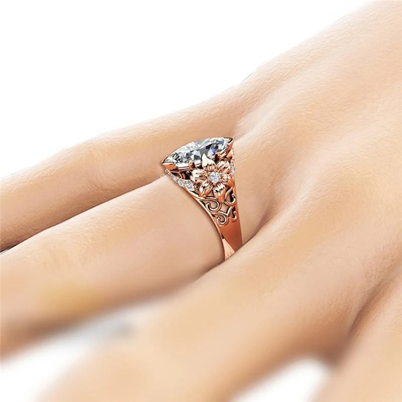 

Classic Solitaire Ring With Marquise Shape Cubic Zirconia Prong Setting Cocktail Party Rings For Women Girls Size 6-10