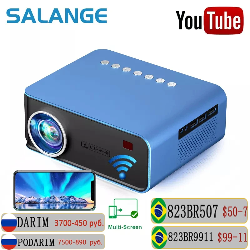 Salange T4 портативный проектор светодиодный мини 1080P Поддержка HD Домашний кинотеатр