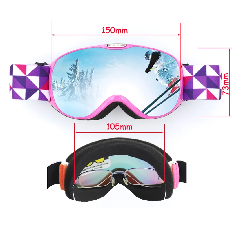 Детские лыжные очки с двойными линзами незапотевающие UV400 для уличного спорта