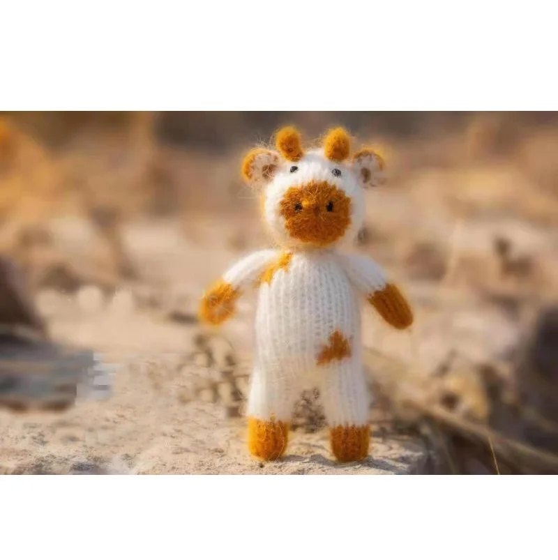 

Newborn Photography Props Doll Baby Photo Props Knitted Cow Doll Toy Baby Hat photo shoot studio