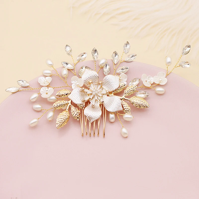 Женская заколка для волос с кристаллами жемчужинами и цветами | Украшения