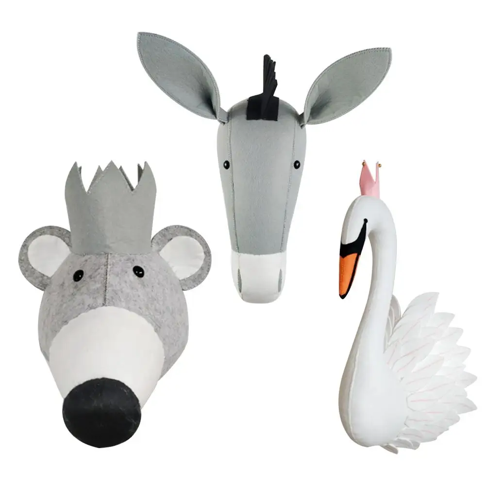Мягкие плюшевые мягкие животные настенное крепление 3D фетр милые куклы для