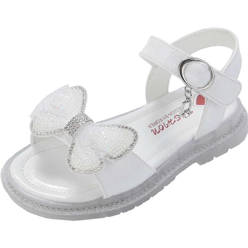 

ULKNN Girls' Sandals 2021 New Kid's Soft-soled Non-slip Shoes Fashion Children's Bows Little Girls Pink Beach Sandals Size 26-36
