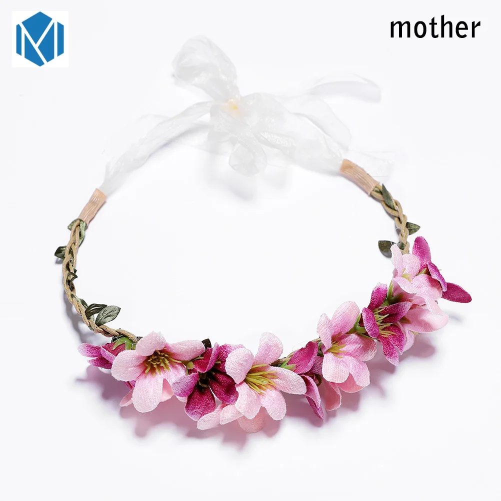 Mommy-C Милый венок для мамы и детей, Цветочная корона, Цветочная повязка на голову, свадебные повязки на голову, гирлянды для девочек, цветочная гирлянда, сладкая принцесса, Wianek Kwiatowy - Цвет: Mommy-C