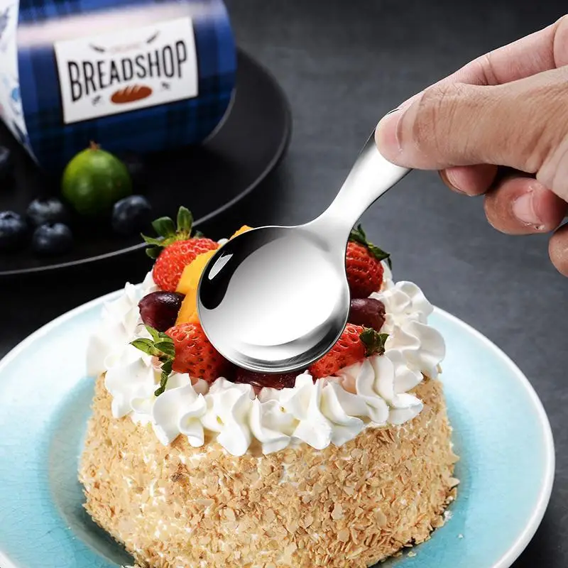 Маленькая круглая ложка из нержавеющей стали 304 Детская портативная коробка для