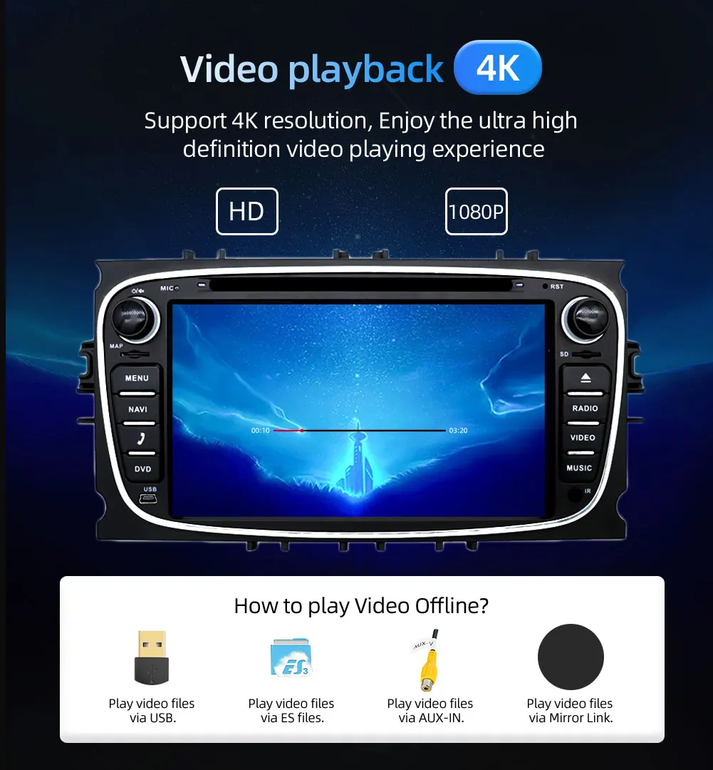 2 din Android 9,0 для фокуса для Ford Mondeo Galaxy PX6 система 4G ram+ 64G Wifi BT 4,0 SWC HDMI AMP 7851 карта камеры