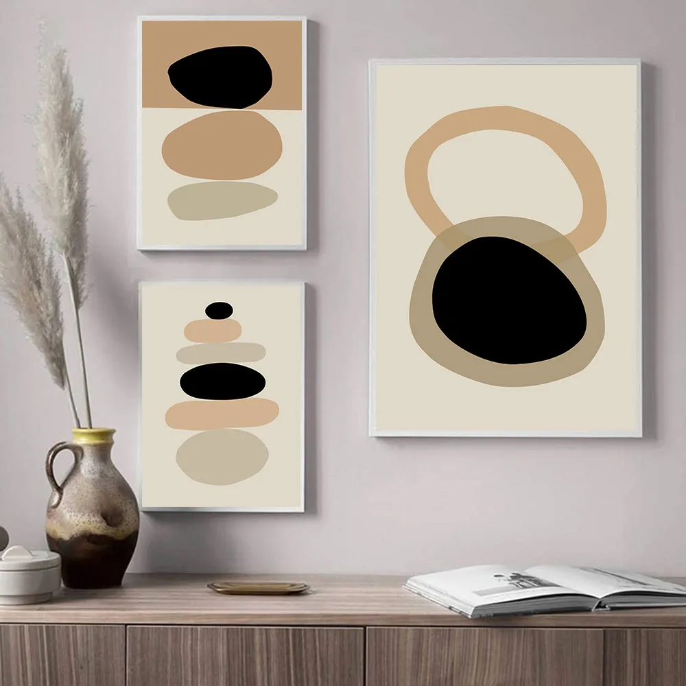 Абстрактная цветная печать блоков холст Художественная живопись черный