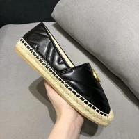 fisherman shoes espadrille luxury brand quilted leather woman loafers slip on moccasins flat mules shoes zapatillas mujer u27