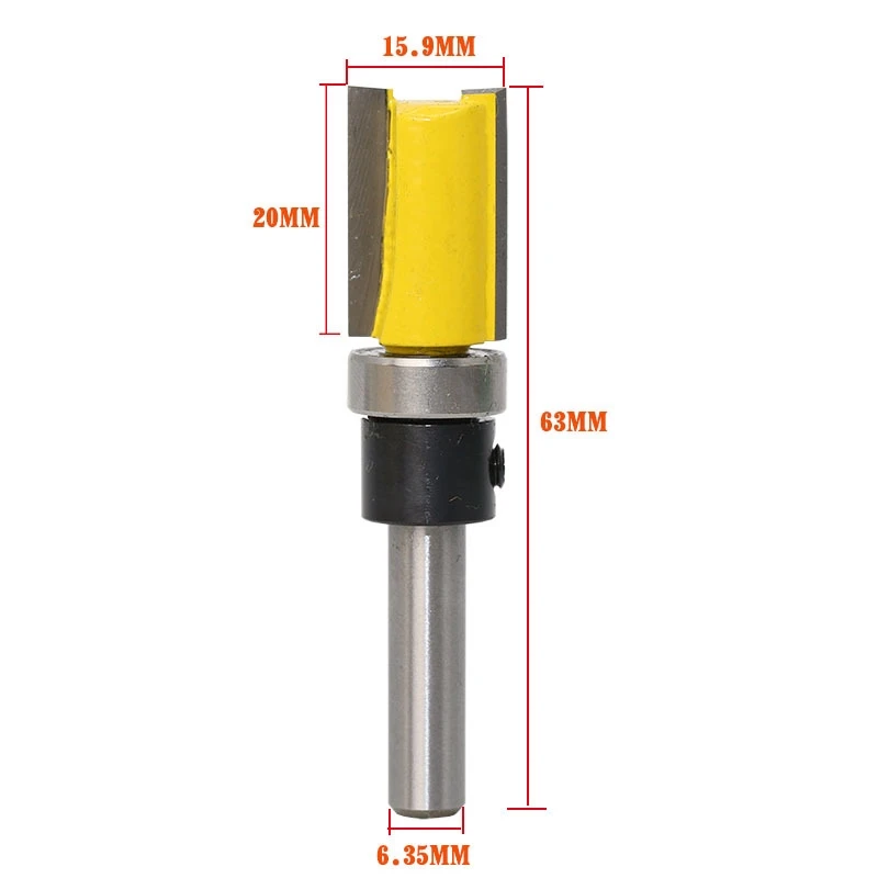 

1PC 6.35mm Shank Template Trim Hinge Mortising Router Bit Straight end mill trimmer cleaning flush trim Tenon Cutter