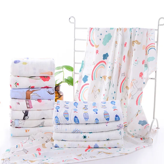 Мягкое муслиновое одеяло для младенцев из 100% хлопка милые Мультяшные одеяла