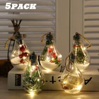 Рождественская подвесная светодиодная гирлянда для дома, Рождественская елка, декоративная пластиковая прозрачная Подвесная лампа в виде снежного шара, 5 шт.компл.