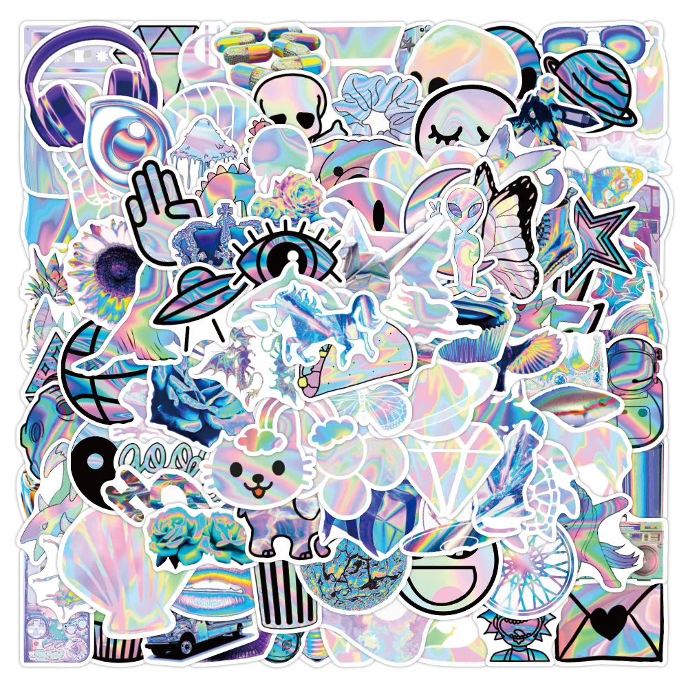 

10/50/100PCS Holographic Stickers Gift Toys for Kids Girl Pretty Cute Fresh Graffiti Sticker Decals DIY Stationery Guitar Laptop