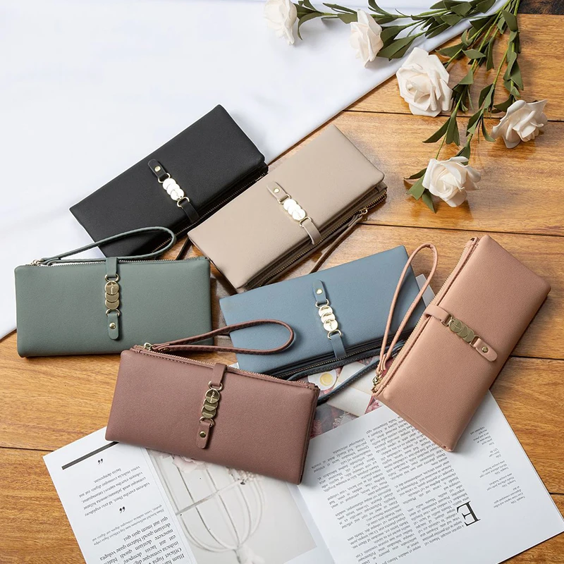 Женский кошелек на молнии с ремешком запястье дизайнерский длинный клатч