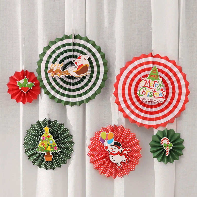 6 шт. креативная тканевая бумага для рождественских фанатов подвесная Цветочная