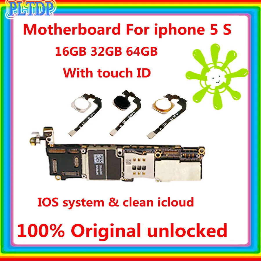 100% оригинальная материнская плата для Iphone 5 S с Touch ID без icloud разблокированная