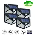 100 светодиодный солнечный светильник 3 режима движения PIR Сенсор стенная солнечна лампа на открытом воздухе Водонепроницаемый шланг для полива огорода, двора Безопасности Светильник s Прямая поставка