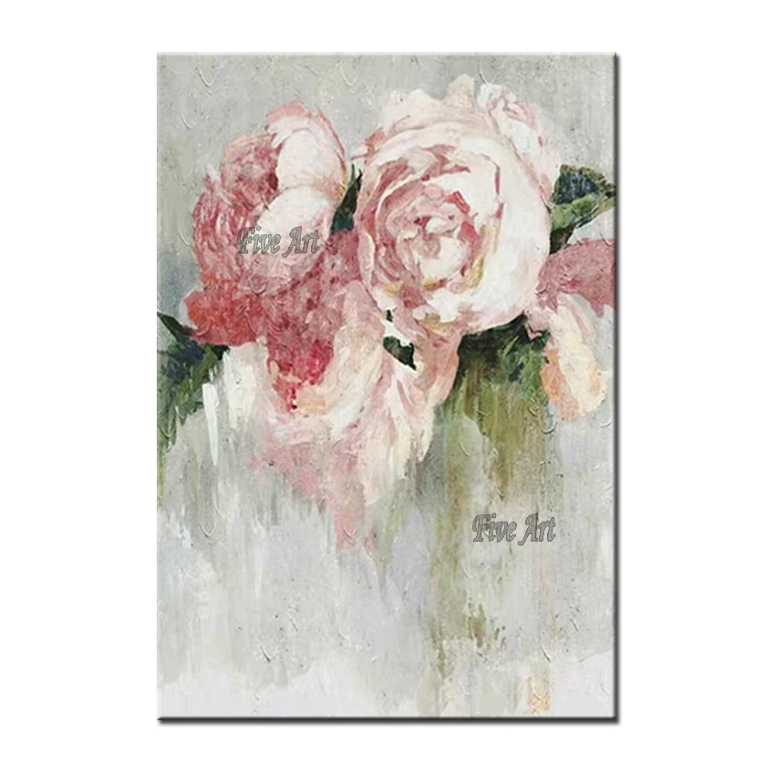 

Free Shipping Rose Flower Oil Painting Canvas Picture Art Hand-painted Modern Living Room Decoration Canvas Floral Wall Art