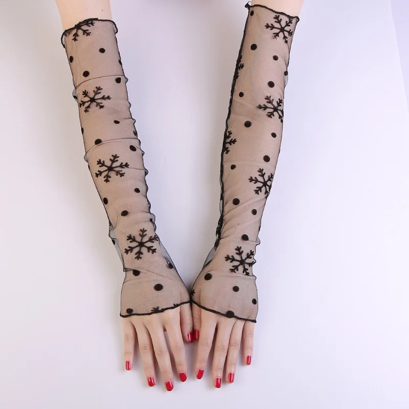

1 Pair Black Lace Mesh Sunscreen Sleeves UV Thin Long-sleeve Women Fashion Driving Outdoor Arm Warmers Summer Beach