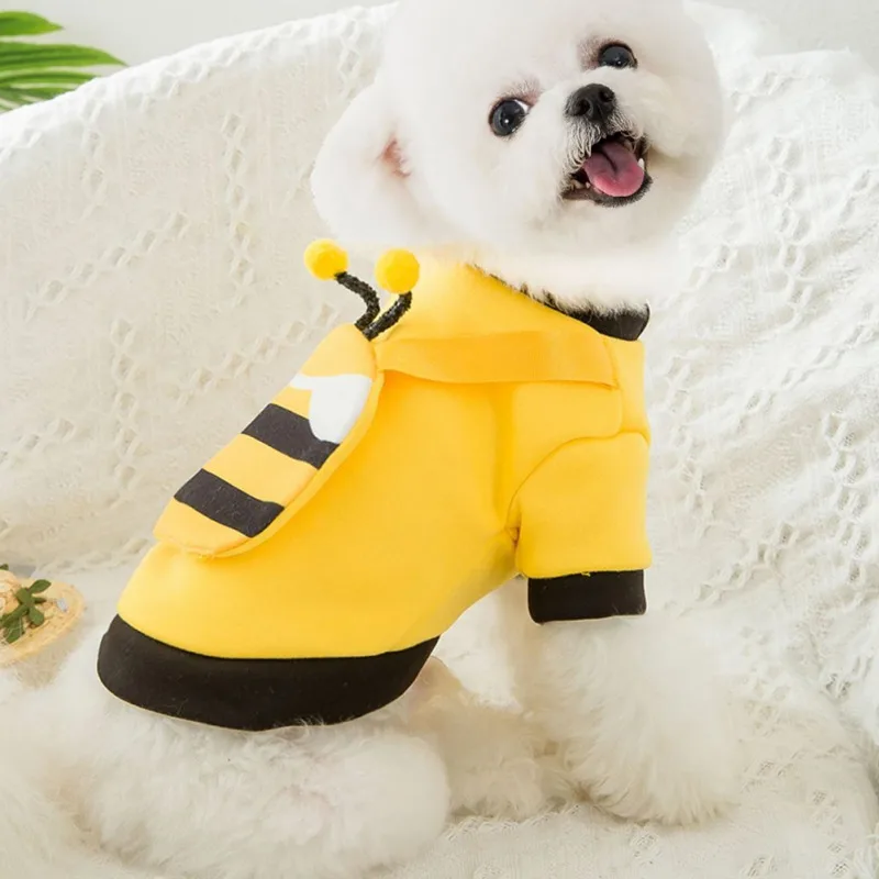 

Bee Pet Puppy Coat Apparel Outfit Fleece Clothes Dog Cat Hoodie Fancy Costume Halloween Cosplay Sweater Dog Hoodies