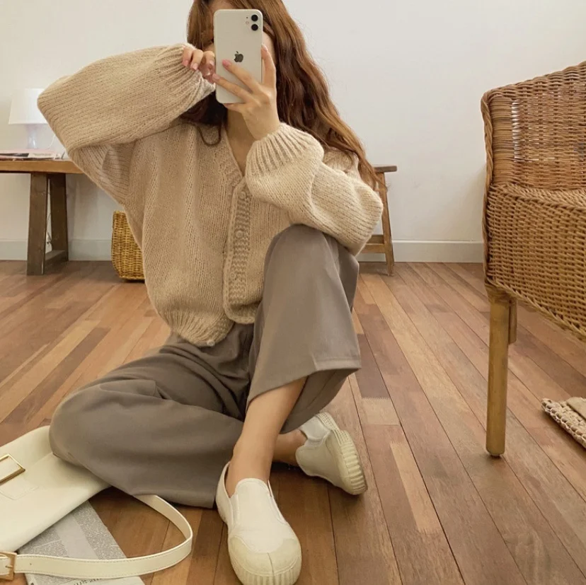 

Новинка, тонкая нижняя рубашка в стиле Ins и блогера МАЗ Хань Dongdaemun для ранней весны и осени, свитер, кардиган, верхняя одежда для женщин