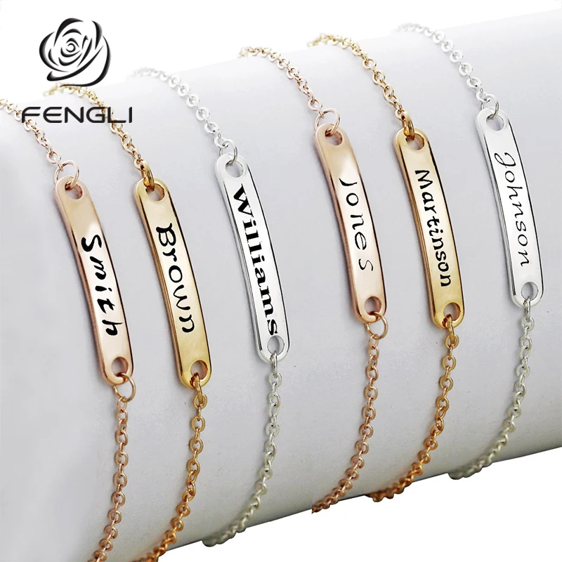 FENGLI индивидуальные английские именные браслеты и из нержавеющей стали ювелирные