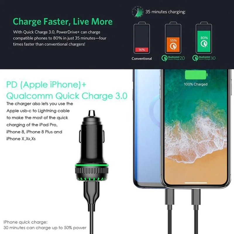 Tongdaytech 45 Вт USB Автомобильное быстрое зарядное устройство для iPhone XS 11 Pro Max PD зарядное устройство Quick Charge 4,0 QC 3,0 Cargador для samsung S10 Xiaomi