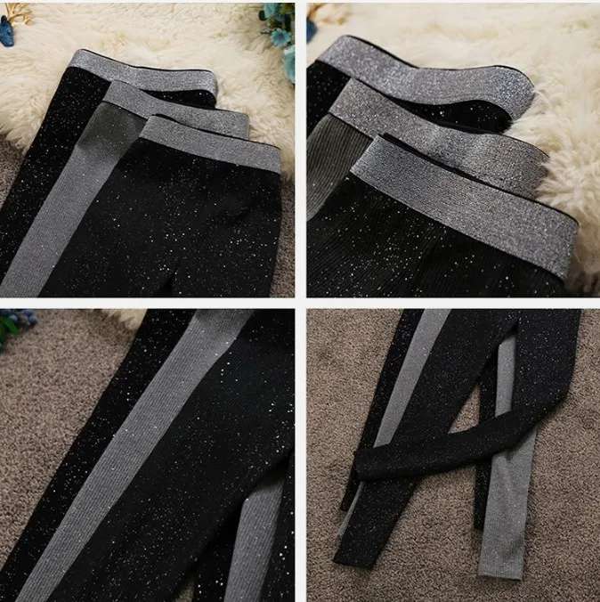 Женские эластичные брюки с высокой талией повседневные яркие леггинсы из шелка