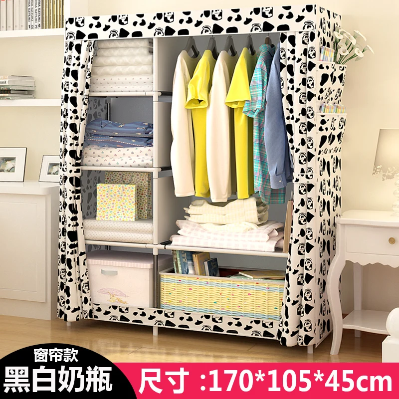 

Simple Wardrobe Cloth Wardrobe Steel Pipe Thickening and Reinforcement Assembly Wardrobe Folding Storage Thicken Hanging Cabinet